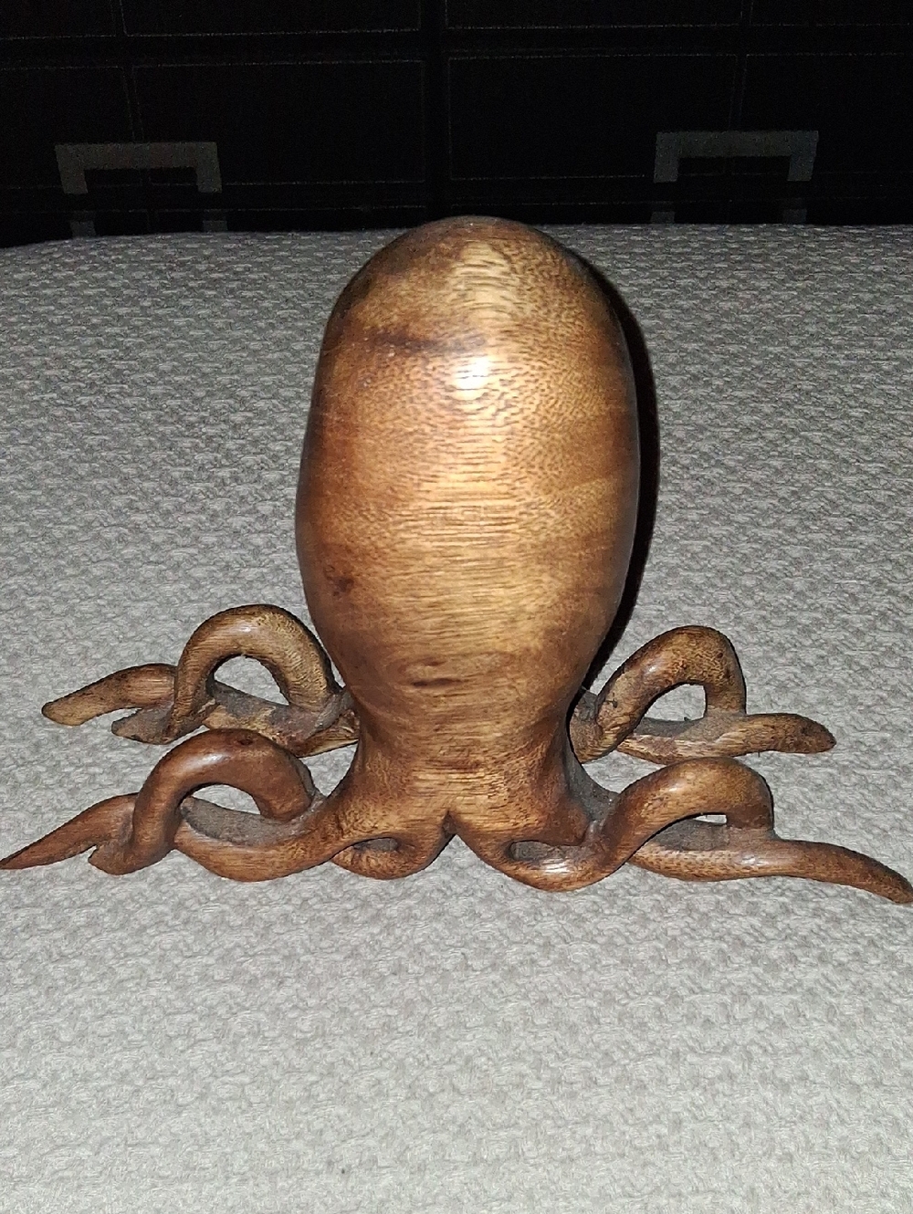 Handcrafted Wooden Octopus Sculpture - Brown